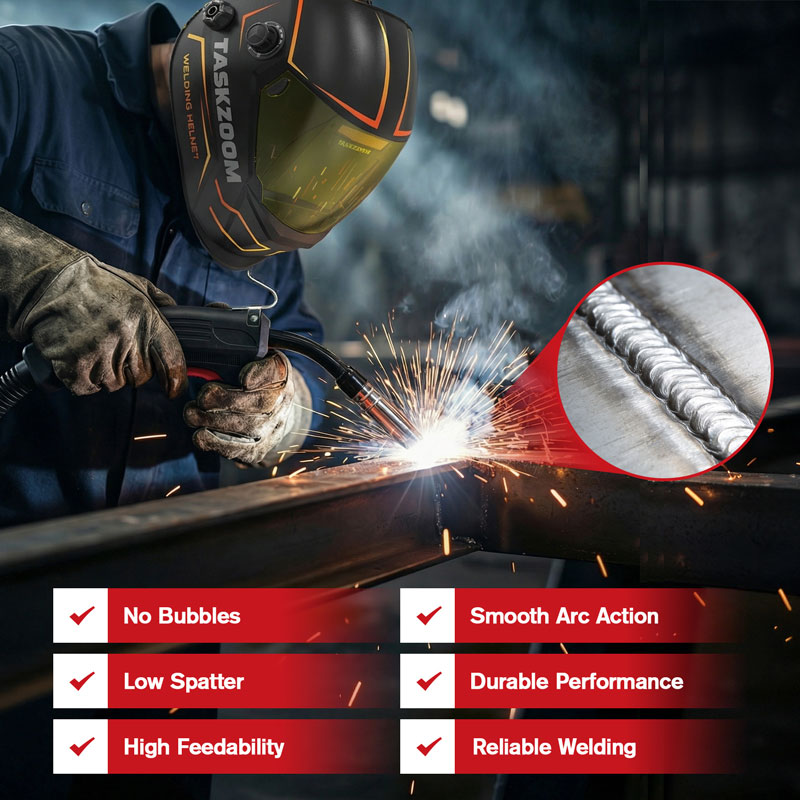 TASKZOOM Flux Core Welding Wire .030", E71T-GS Gasless MIG Welding Wire 2 lb Spool, Mild Steel Flux Core Wire, No Gas MIG Wire for Wire Welder, Smooth Arc Low Spatter