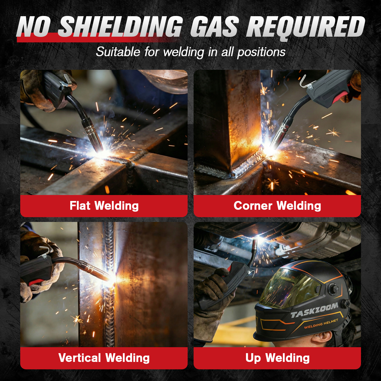 TASKZOOM Flux Core Welding Wire .030", E71T-GS Gasless MIG Welding Wire 10 lb Spool, Mild Steel Flux Core Wire, No Gas MIG Wire for Wire Welder, Smooth Arc Low Spatter