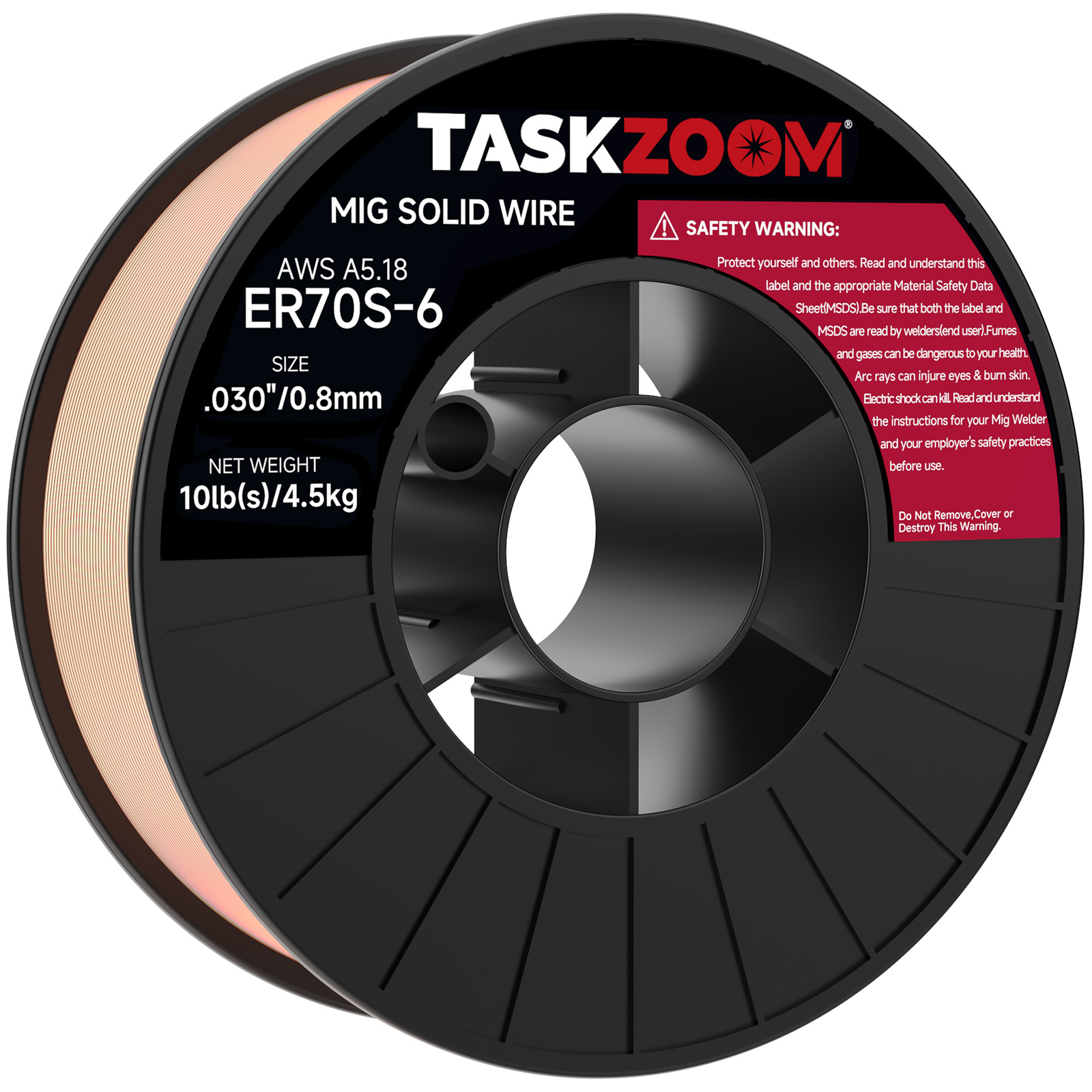 TASKZOOM ER70S-6 MIG Welding Wire .030 Inch 10 LB Spool, Solid Mild Steel MIG Wire, Low Spatter Smoo