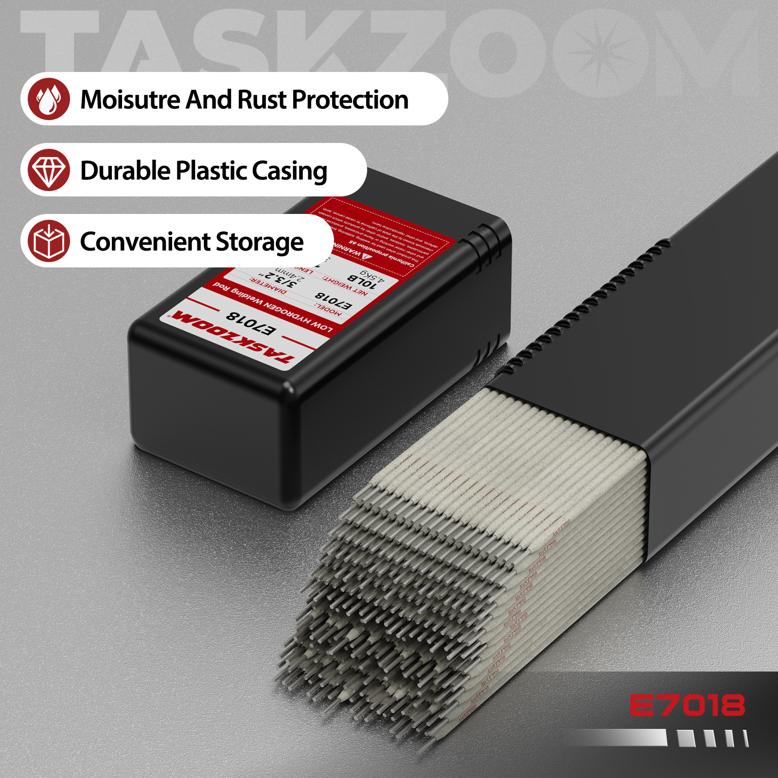 TASKZOOM E7018 Welding Rod 3/32" 10 lb Low Hydrogen Carbon Steel Stick Electrodes, 7018 Welding Rods for Arc Welding, All Position Welding Sticks, Smooth Arc Low Spatter Steel Stick