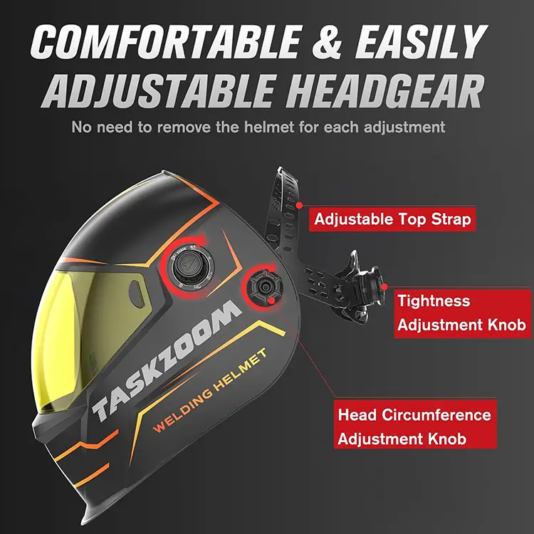 TASKZOOM Auto Darkening Welding Helmet, 1/1/1/1 True Color Large View Welding Hood, Blue Light UV/IR Protection, 4 Arc Sensors, Wide Shade 4/5-9/9-13 for TIG MIG Stick Cut Grind