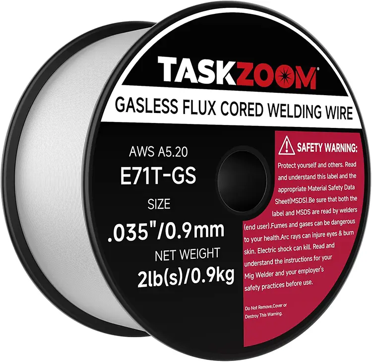 TASKZOOM Flux Core Welding Wire .035", E71T-GS Gasless MIG Welding Wire 2 lb Spool, Mild Steel 