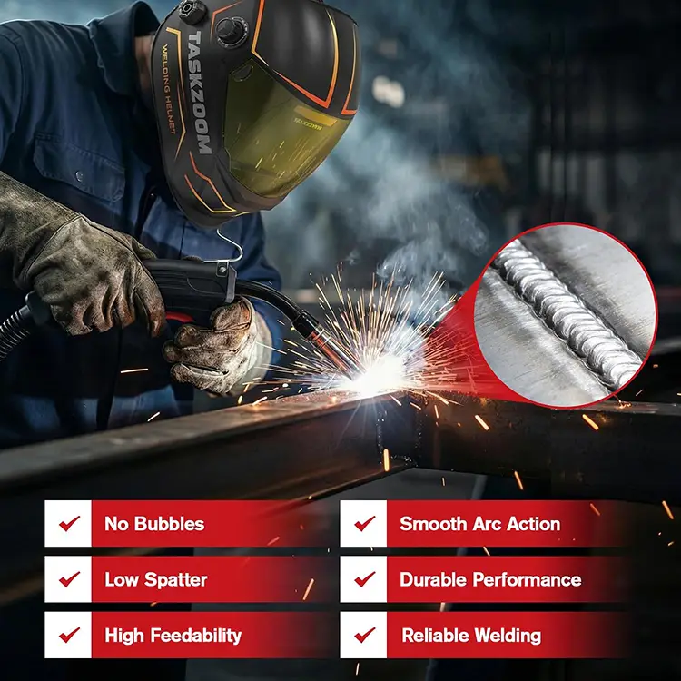 TASKZOOM ER70S-6 MIG Welding Wire .030 Inch 10 LB Spool, Solid Mild Steel MIG Wire, Low Spatter Smooth Arc, High Deoxidizers Welding Wire for Fabrication & Auto Repair