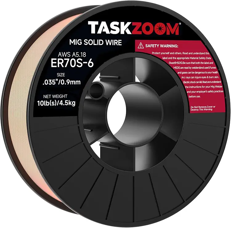 TASKZOOM ER70S-6 MIG Welding Wire .035 Inch 10 LB Spool, Solid Mild Steel MIG Wire, Low Spatter Smoo