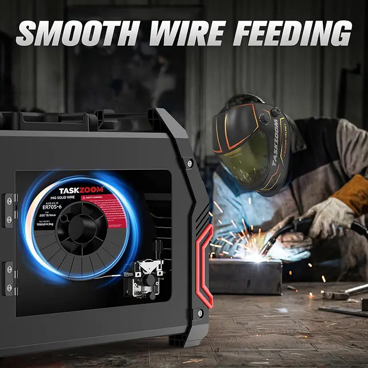 TASKZOOM ER70S-6 MIG Welding Wire .035 Inch 10 LB Spool, Solid Mild Steel MIG Wire, Low Spatter Smooth Arc, High Deoxidizers Welding Wire for Fabrication & Auto Repair